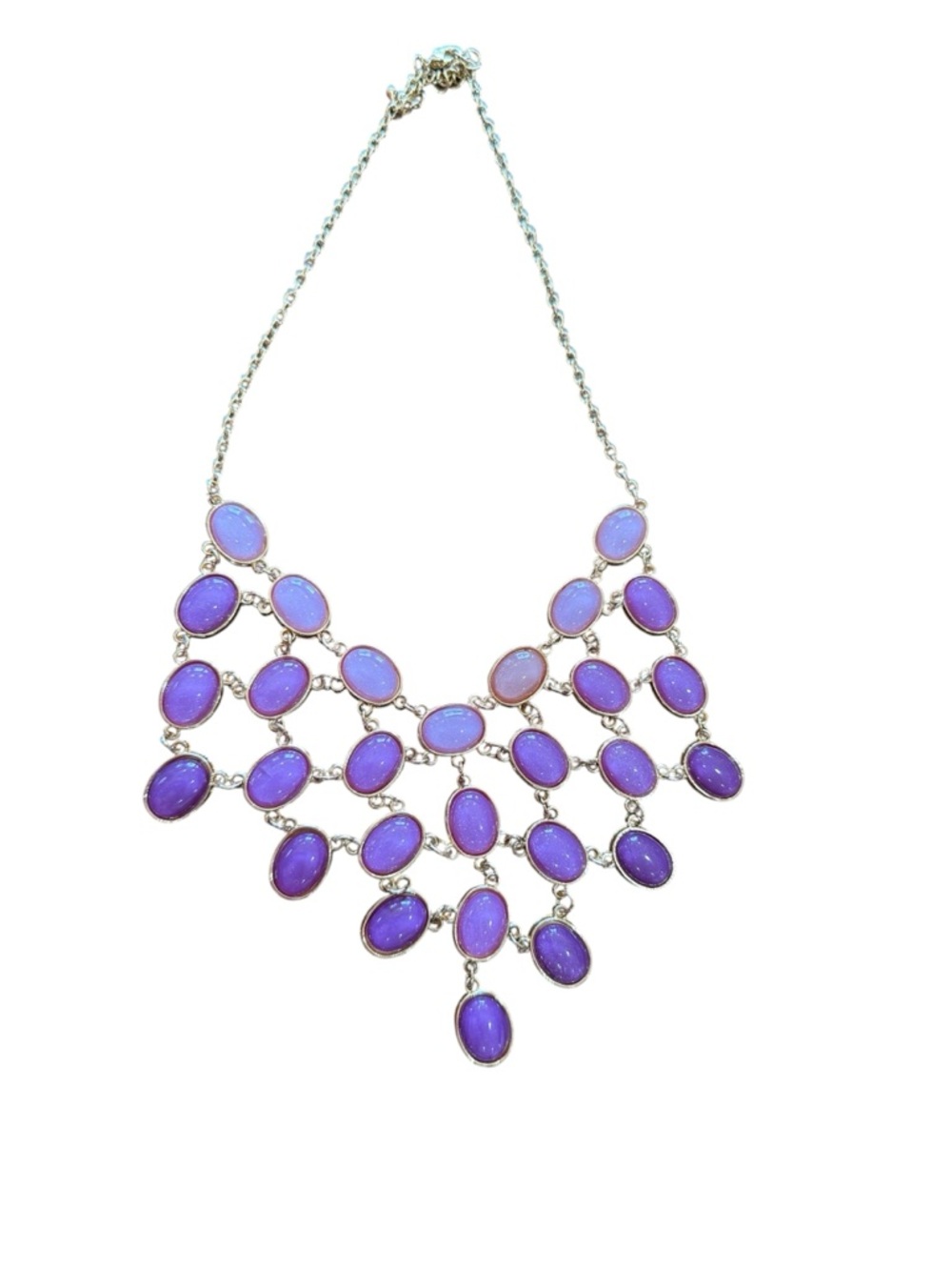 Statement Purple Bib Necklace - Gold Tone